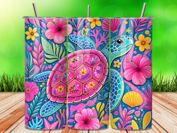 Download Boho Floral Sea Turtle Tumbler Wrap PNG - Tumbler Collection
