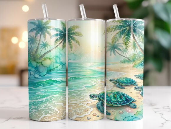 Download Sea Turtle Tropical Beach Tumbler Wraps - Tumbler Collection
