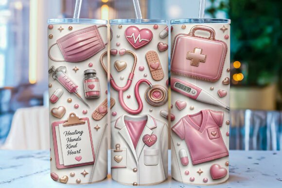 Download 3D Inflated Pink Nurse Tumbler Wrap PNG - Tumbler Collection