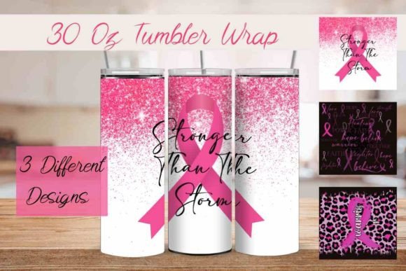 Download 30 Oz Tumbler Wrap, Breast Cancer PNG - Tumbler Collection