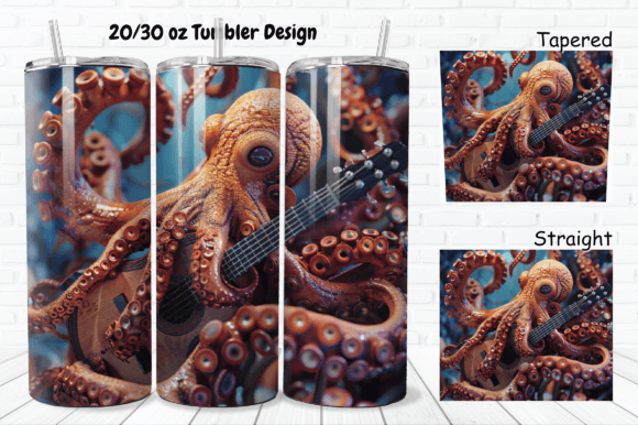 Download 3D Musician Octopus 20/30Oz Tumbler Wrap - Tumbler Collection