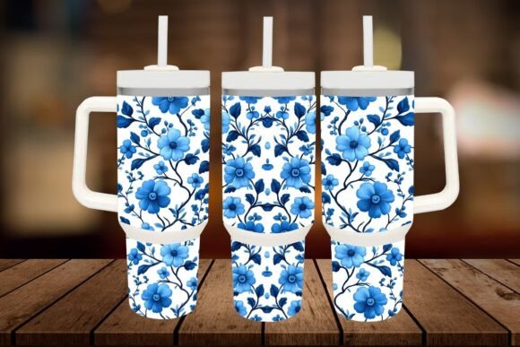 Download Blue Floral 40oz Quencher Tumbler - Tumbler Collection