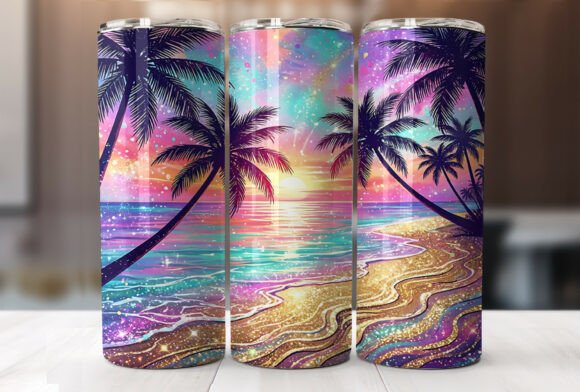 Download Tropical Sunset Glitter Beach Tumbler - Tumbler Collection