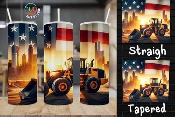 Download Excavator Construction USA Flag Tumbler - Tumbler Collection