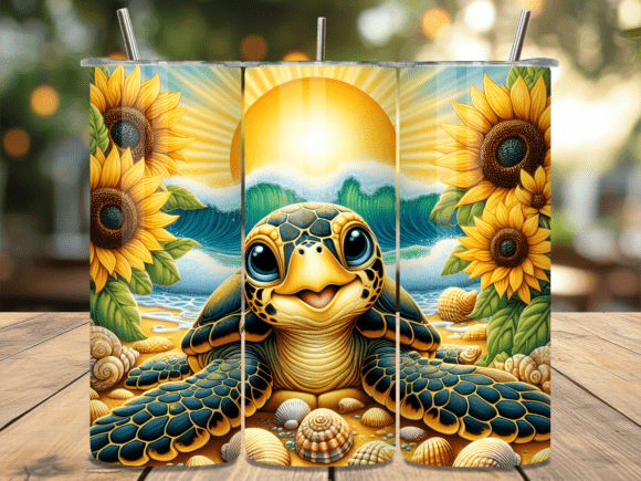 Download Summer Sun Baby Sea Turtle Tumbler Wrap - Tumbler Collection