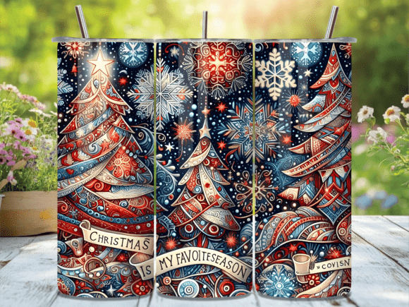Download Christmas Americana Tree Tumbler Wrap - Tumbler Collection