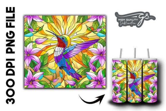 Download Stain Glass Hummingbird Tumbler Wrap 35 - Tumbler Collection
