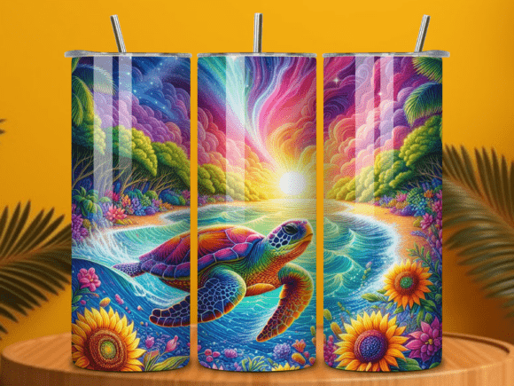Download Colorful Sea Turtle Tumbler Wrap PNG - Tumbler Collection