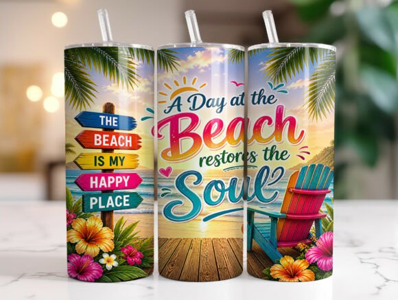 Download 20oz Tropical Beach Summer Tumbler Wrap - Tumbler Collection