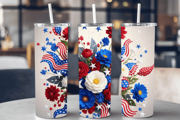 Download 3D USA Flag 4th of July Tumbler Wrap  E - Tumbler Collection