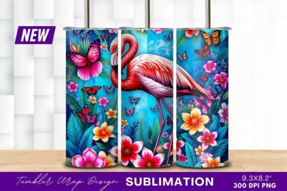 Download Flamingo Among Flowers Tumbler - Tumbler Collection
