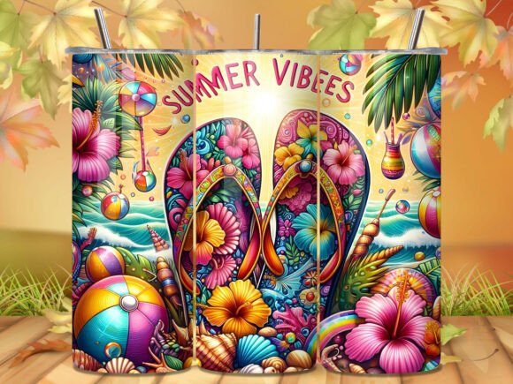 Download Flip Flop Summer Beach Tumbler Wrap - Tumbler Collection