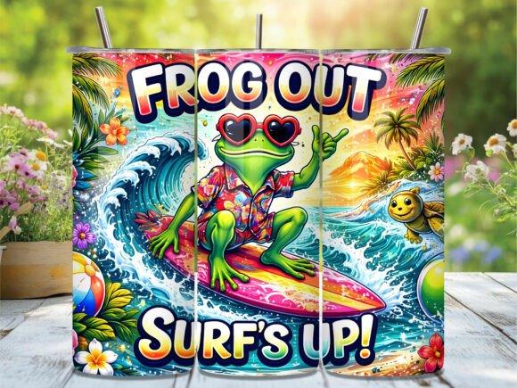 Download Frog out Surfs Up Tropical Tumbler Wrap - Tumbler Collection