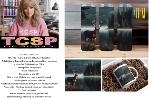 Download Deer at Lake Tumbler Wrap - Tumbler Collection