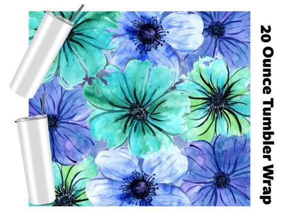 Download Blue Tropical Flower Tumbler Wrap - Tumbler Collection