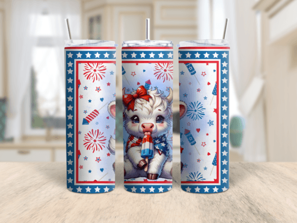Download 4th of July Highland Cow Tumbler Wrap - Tumbler Collection