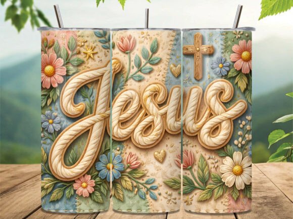 Download Christian Jesus Floral Cross Tumbler PNG - Tumbler Collection