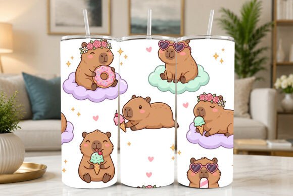 Download Cute Capybara &amp; Clouds Seamless Tumbler - Tumbler Collection