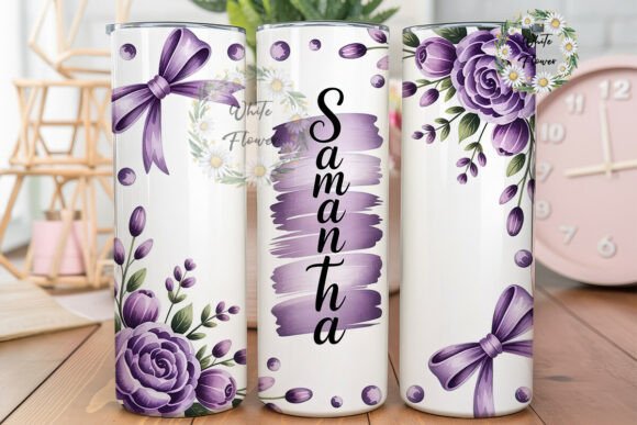 Download Purple Floral Personalized Tumbler Wrap - Tumbler Collection
