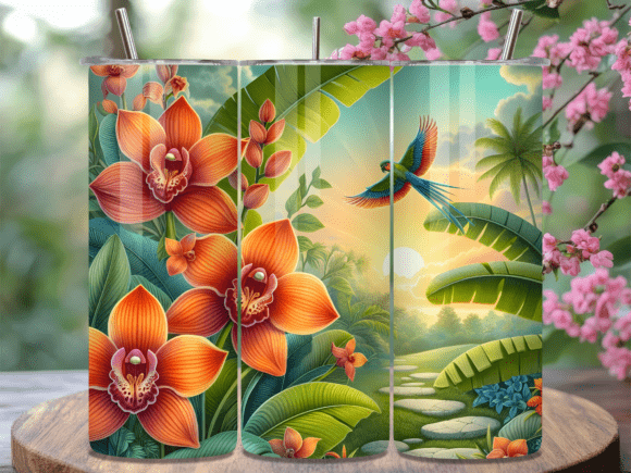Download Tropical Bird Flower 20oz Tumbler Wrap - Tumbler Collection
