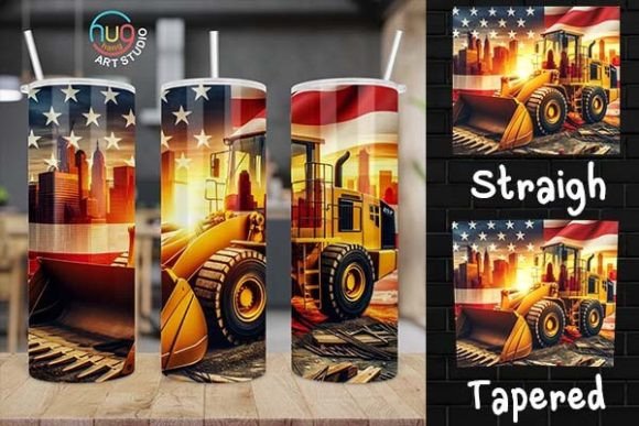 Download Excavator Construction USA Flag Tumbler - Tumbler Collection