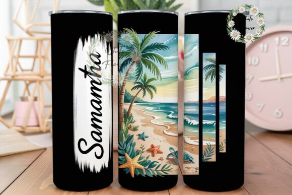 Download Tropical Beach Personalized Tumbler Wrap - Tumbler Collection