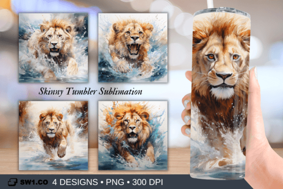 Download Lion Swimming Tumbler Sublimation Wrap - Tumbler Collection