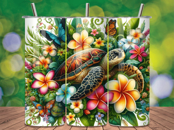 Download Sea Turtle Nested Tropical Tumbler Wrap - Tumbler Collection