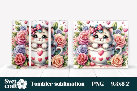 Download Cute Cat Sublimation Tumbler Design PNG - Tumbler Collection