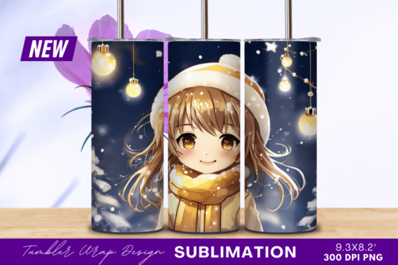 Download Cute Anime Girl in Winter Scene Tumbler - Tumbler Collection