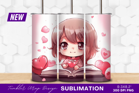 Download Cute Anime Girl Holding Heart Tumbler - Tumbler Collection