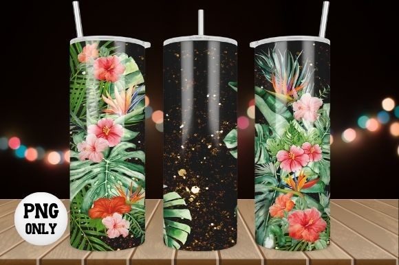 Download Tropical Flower Tumbler Wrap Sublimation - Tumbler Collection