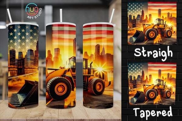 Download Excavator Construction USA Flag Tumbler - Tumbler Collection