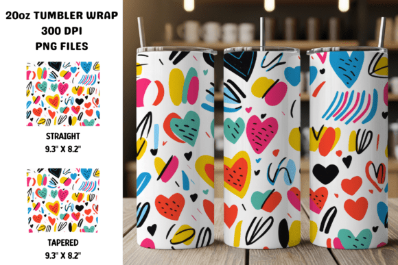 Download Modern Pop Hearts Tumbler Wrap - Tumbler Collection