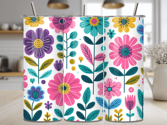 Download Modern Floral Tumbler Wrap Design Png - Tumbler Collection