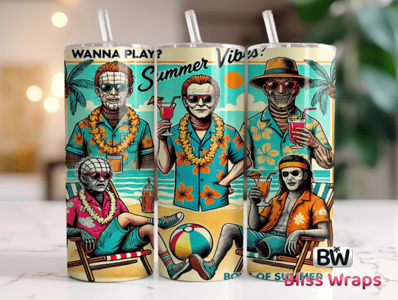Download Horror Beach Summer Tumbler Wrap - Tumbler Collection