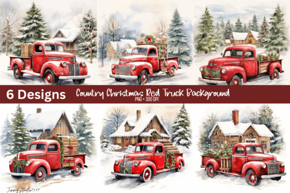 Download Watercolor Vintage Red Truck Background - Vintage red truck Collection