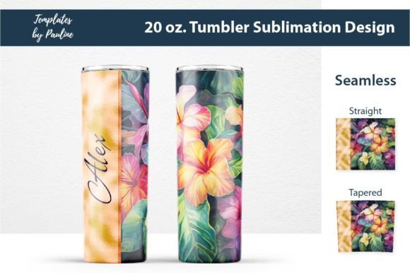 Download Tropical Flower Tumbler Wrap, Add Text - Tumbler Collection