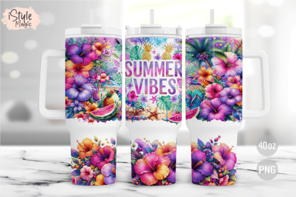 Download Summer Vibes 40oz Tumbler Wrap PNG - Tumbler Collection