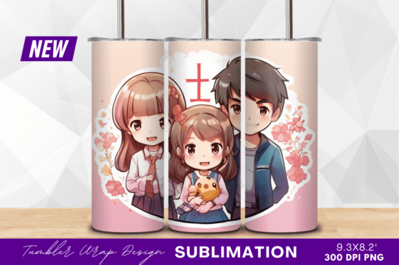 Download Cute Anime Style Family Portrait Tumbler - Tumbler Collection