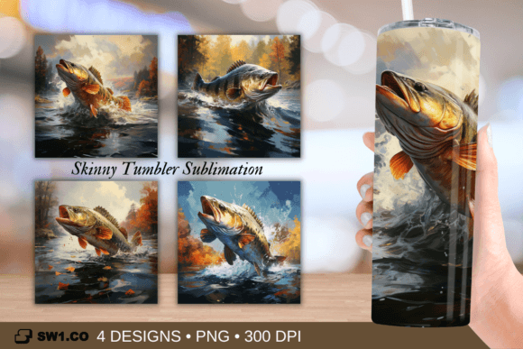 Download Watercolor Bass Fish Tumbler Sublimation - Tumbler Collection