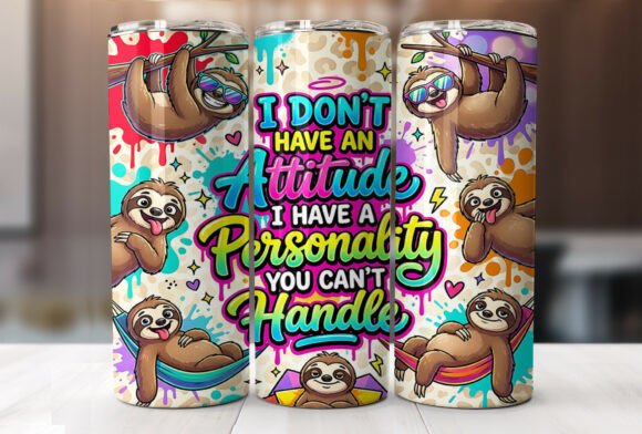 Download Funny Sloth Quote 20oz Tumbler Wrap PNG - Tumbler Collection
