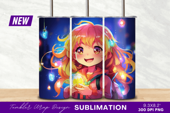 Download Anime Girl with Glowing Lights Tumbler - Tumbler Collection