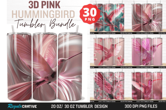 Download 3D Pink Hummingbird Tumbler Wrap Bundle - Tumbler Collection