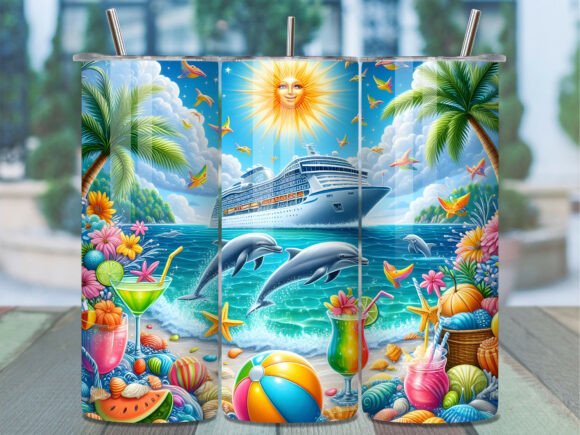 Download Dolphin Cruise Ship Beach Tumbler Wrap - Tumbler Collection