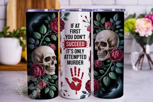 Download Gothic Skull Rose 20oz Tumbler Wrap - Tumbler Collection