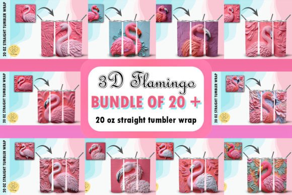 Download 3D Pink Flamingo Tumbler Wrap Bundle - Tumbler Collection