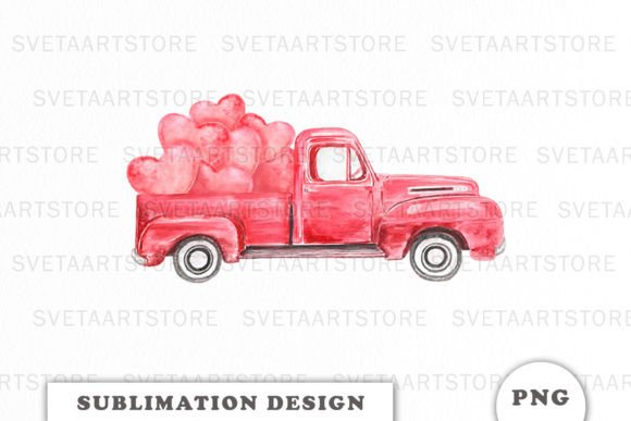 Download Watercolor Vintage Red Truck Valentines - Vintage red truck Collection