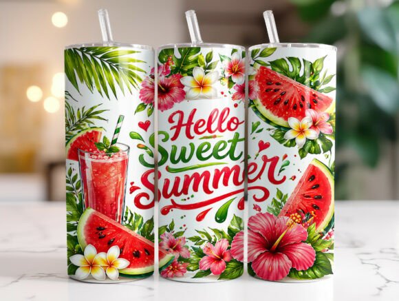 Download Hello Sweet Summer Tropical Tumbler Wrap - Tumbler Collection