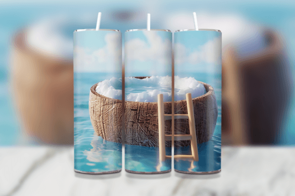 Download Coconut Transformed into a Pool Tumbler - Tumbler Collection